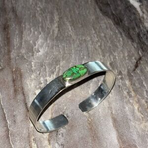 Cuff Bracelet with Turquoise Stone 925 Silver